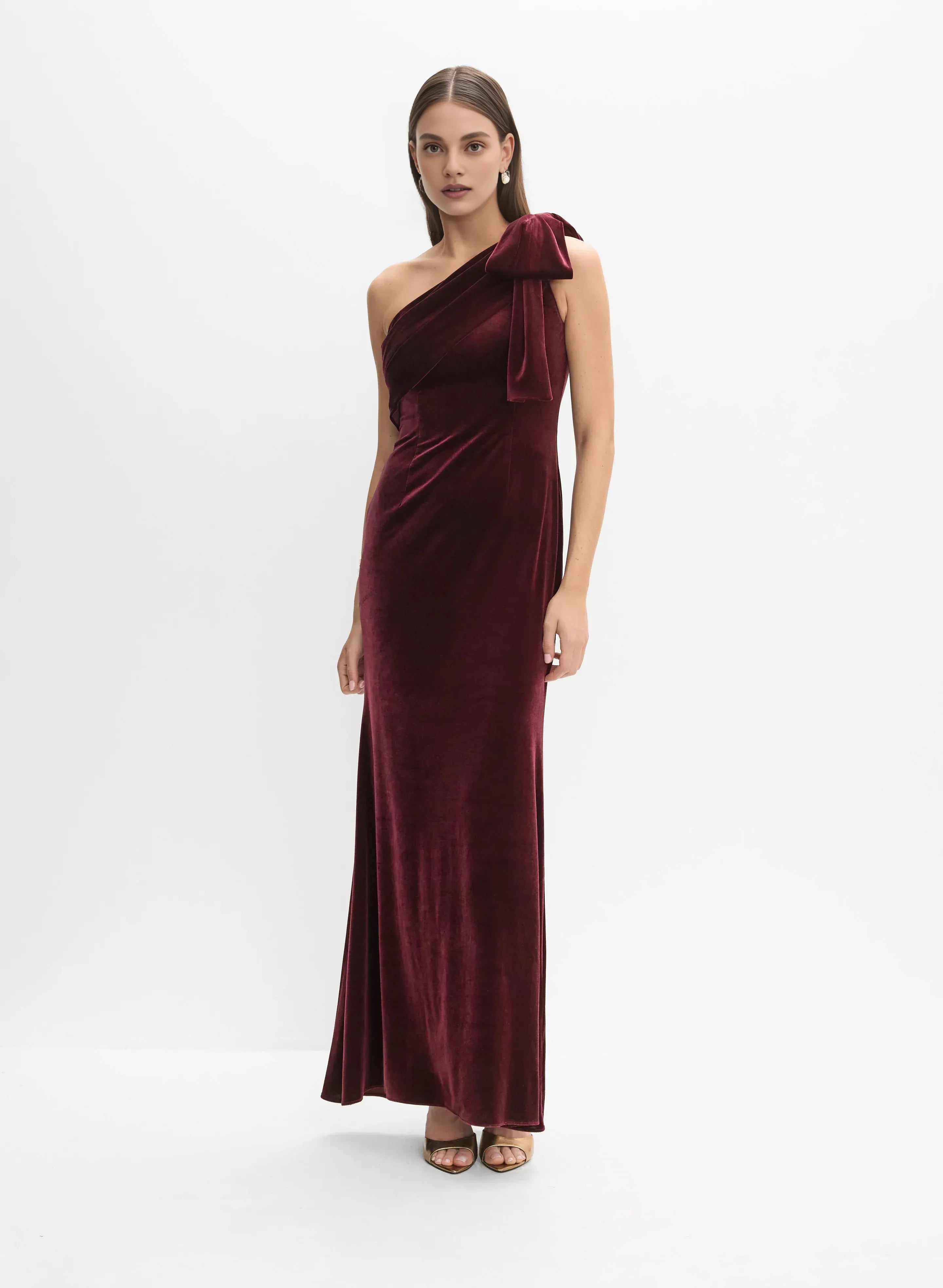 Unique Mermaid One-Shoulder Sleeveless Velvet Floor-Length Prom Dress